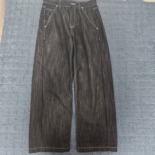 세컨모놀로그 논페이드 생지 데님팬츠 블랙 28