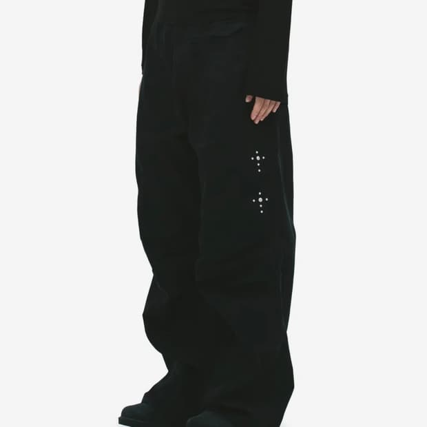 데프가먼츠 스터드 파라슈트 팬츠 블랙