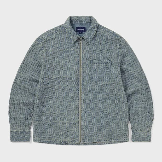 디스이즈네버댓 Damaged Denim Shirt Washed Blue