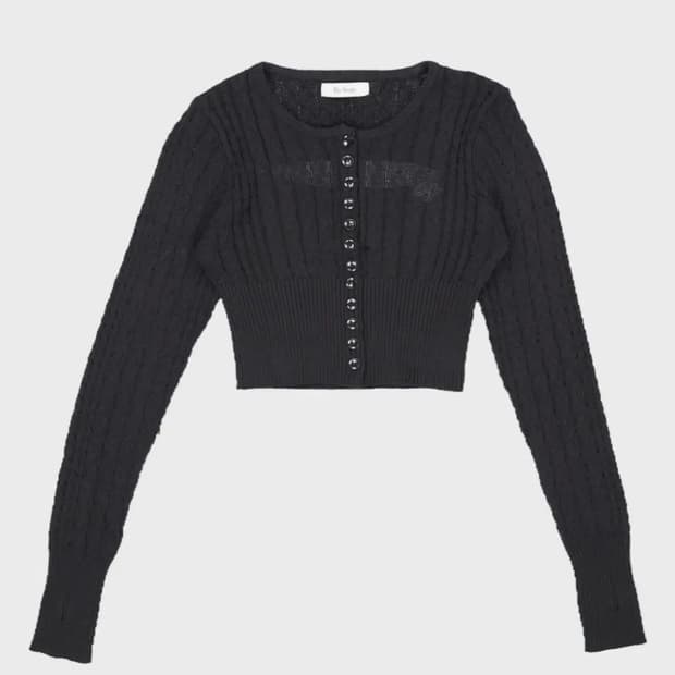비엔프롬 스쿨 가디건 블랙 꽈배기 크롭