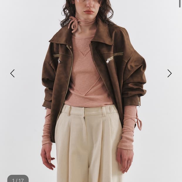 메렌스 에코 레더 스티치드 오버사이즈 가죽 자켓