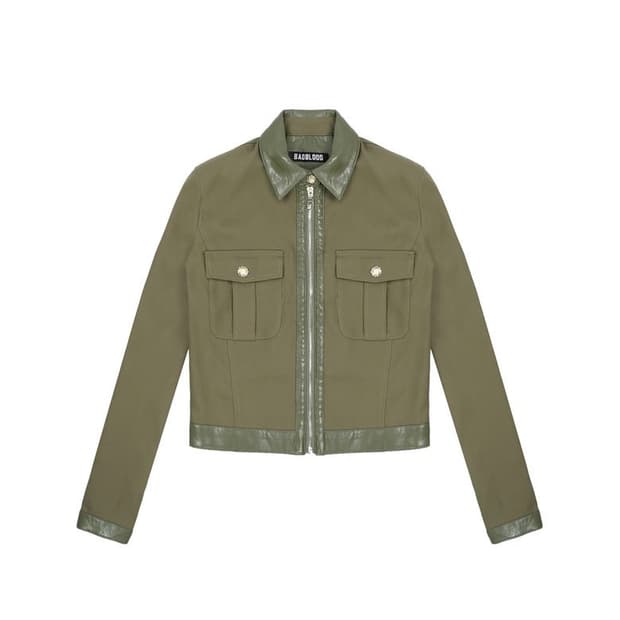 Bad Blood Leather-Trimmed Jacket - Olive