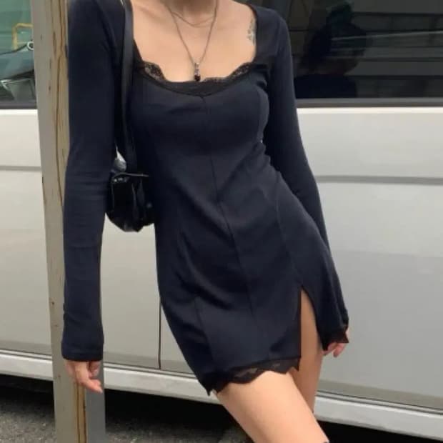 보헤미안서울 스퀘어넥 레이스 원피스