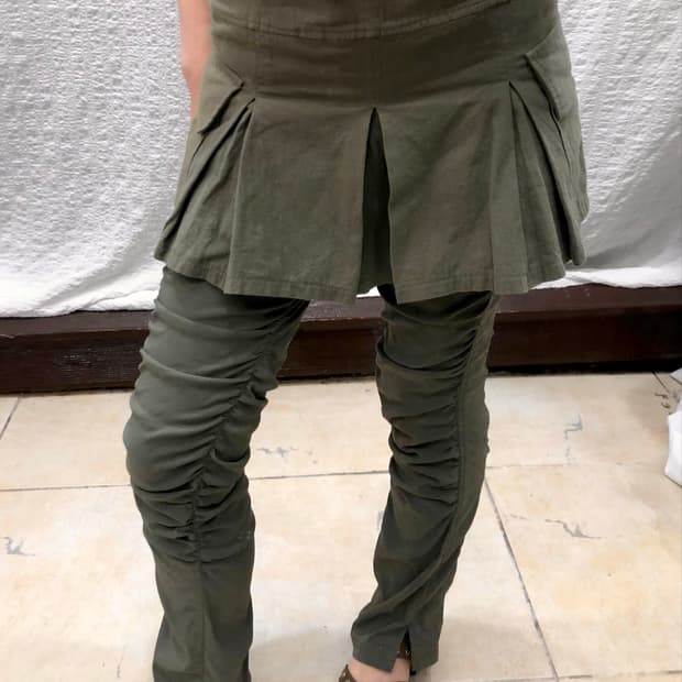 Khaki shirring leggings