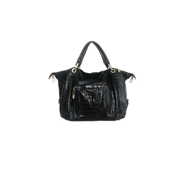 crocodile pattern enamel leather bag