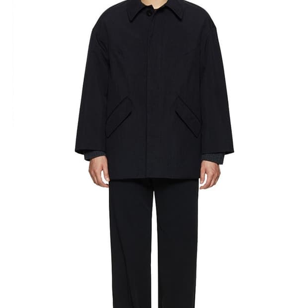 우영미 패디드  하프코트 블랙48