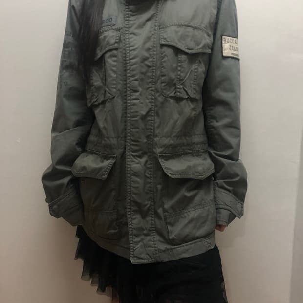 빈티지 버커루 카키 펑크 자켓