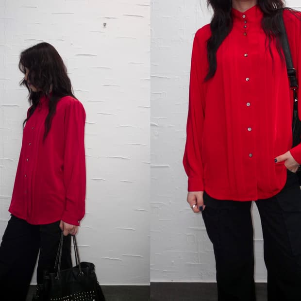 ruby silk blouse