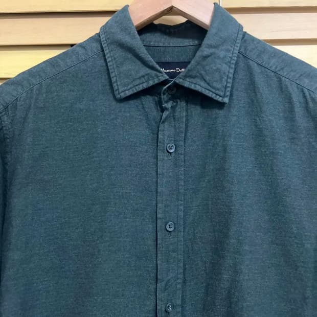 마시모뚜띠 남성 다크그린 코튼긴팔셔츠
