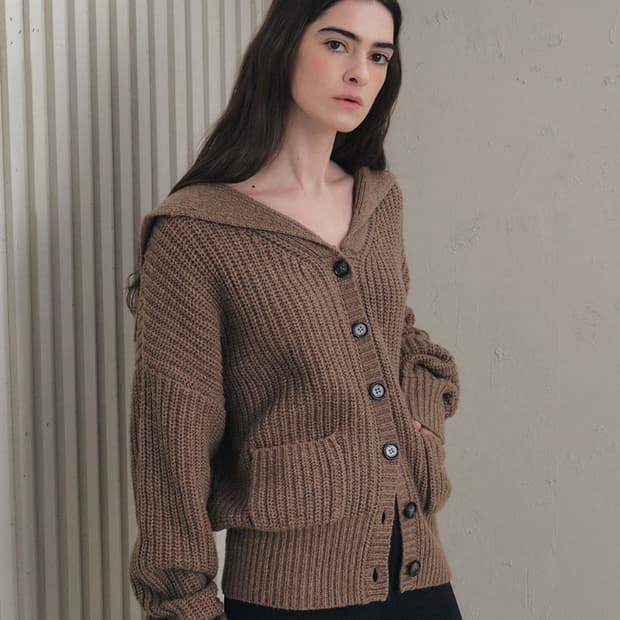 시티브리즈 투포켓 세일러 가디건 브라운 새상품