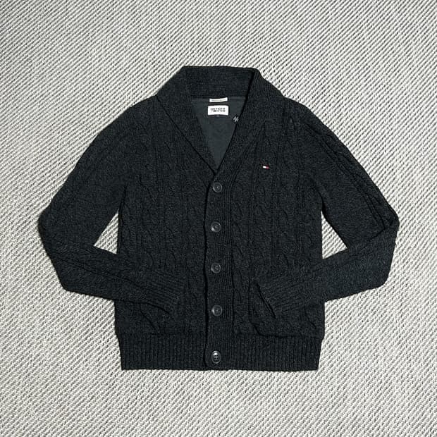 [S] Tommy 타미힐피거 다크그레이 숄카라 니트 가디건