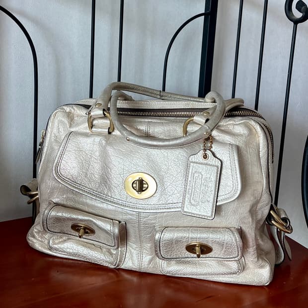 2000s coach 코치 리미티드 에디션 실버골드 턴락 토트백 보스턴백