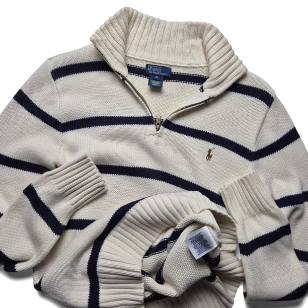 [M] 폴로 랄프로렌 스트라이프 반집업 니트