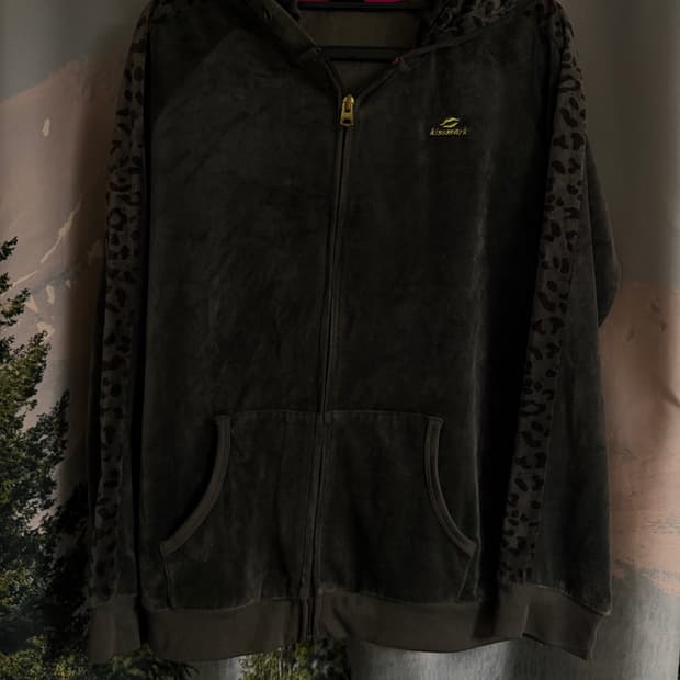 kissmark vintage 레오파드 후드집업 