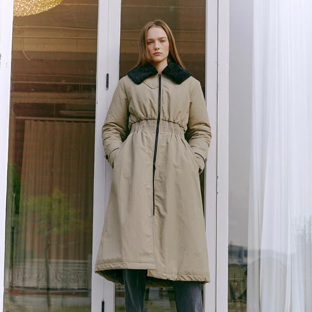 3740 에트몽 스모크 패딩 코트 카키 베이지