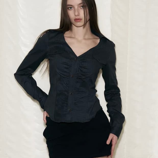 플노팔 카일라 셔링 셔츠 탑 (Indigo)