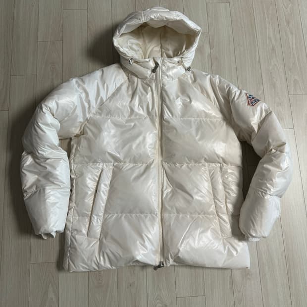 피레넥스 스탠 화이트 유광 후디드 패딩 XL