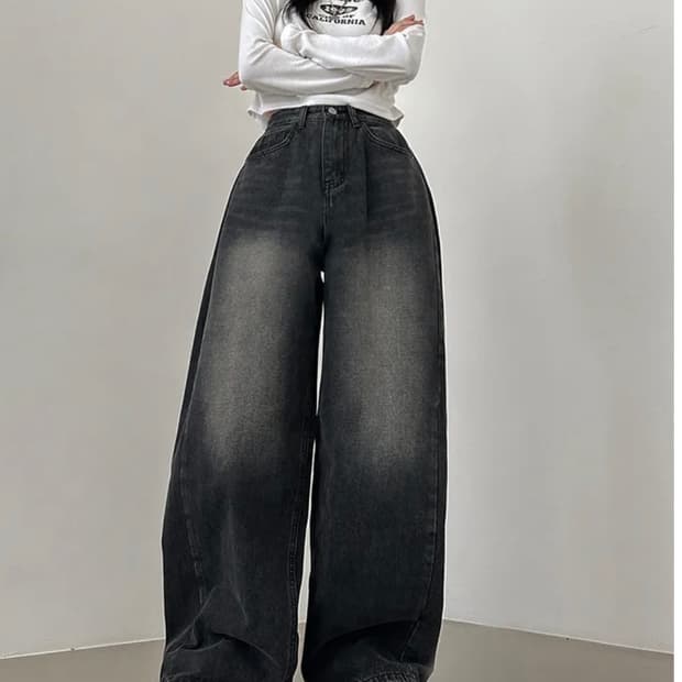 에이블리 와이드 청바지 흑청