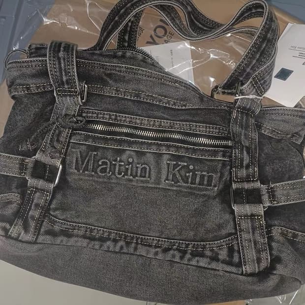 새상품) 마뗑킴 데님 숄더백 토트백 블랙