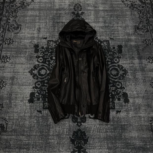 Back number sheep skin hood rider jacket