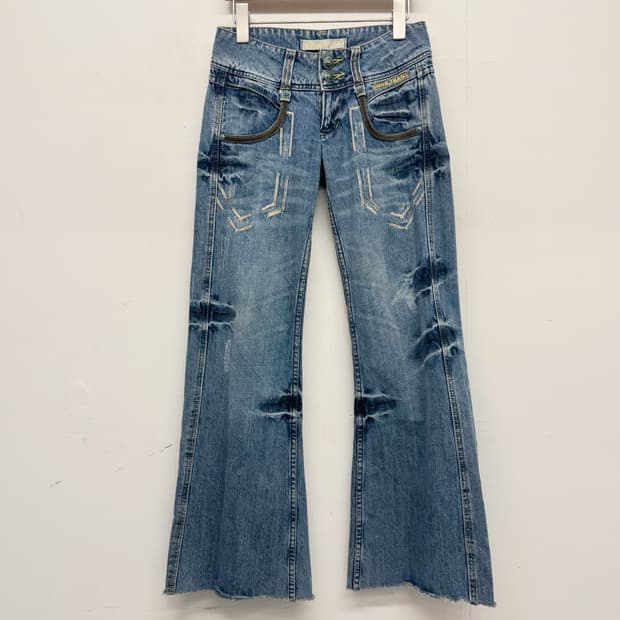 COOK JEANS Y2K 로우라이즈 플레어 부츠컷 데님 팬츠