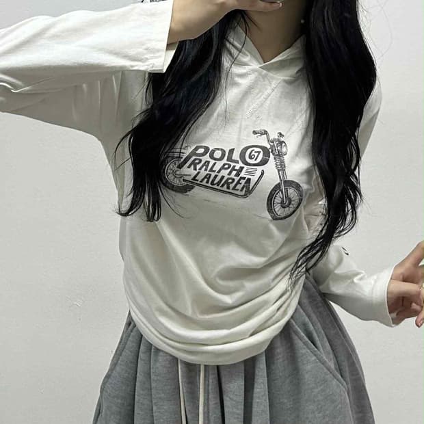 폴로 랄프로렌 바이시클 심볼 화이트 후드 슬리브(XL)