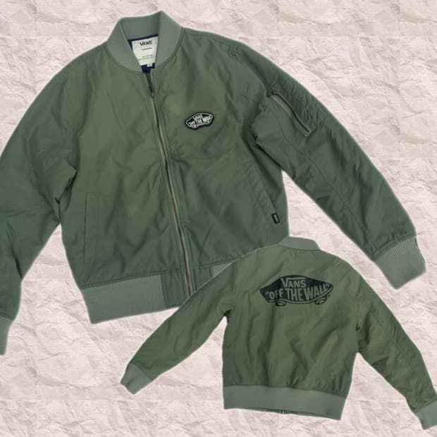 재팬 카키 반스 프린팅 항공 점퍼 봄버 자켓 스트릿 올드스쿨 (데미지)