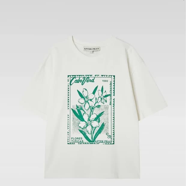 (XL) 애프터프레이 플로라 스탬프 티셔츠 화이트 플라워