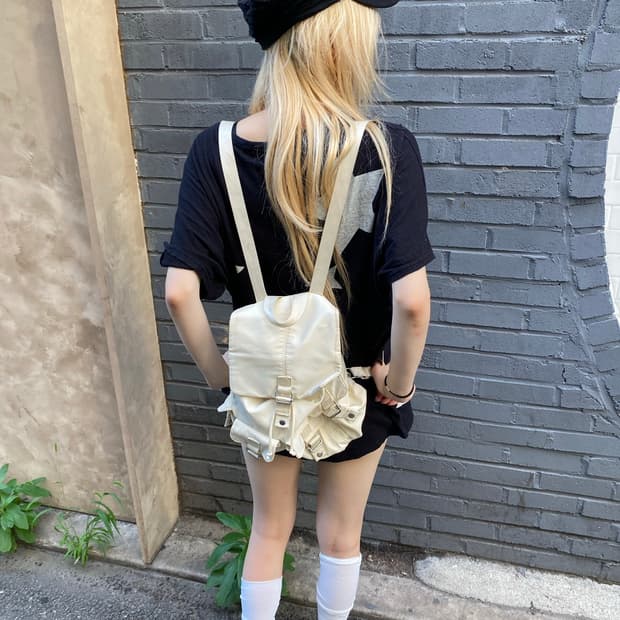 Y2K Mood White Multi Pocket Backpack