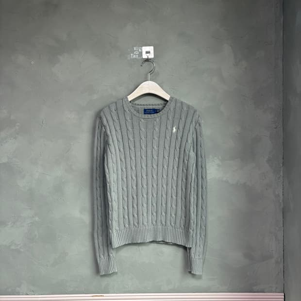 폴로 랄프로렌 꽈배기 니트 카키 그레이