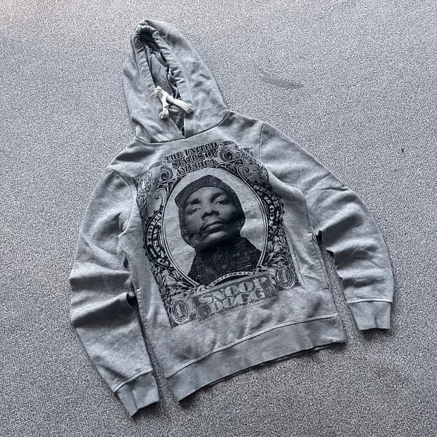 스눕독 프린팅 그레이 후드티