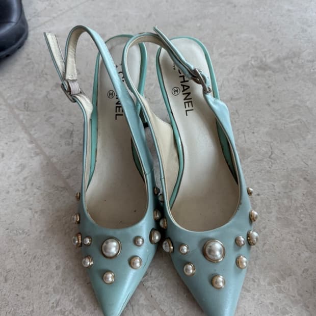 샤넬 빈티지 민트 진주 슬링백 37