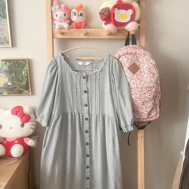 모리걸 빈티지 레이스 핀턱 롱 원피스 🩶🤍🎀