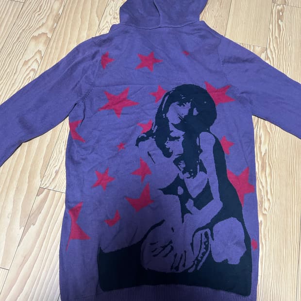 히스테릭글래머 걸 프린팅 얇은 니트 후집