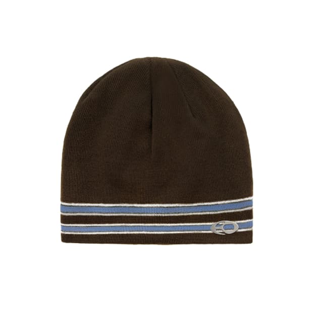 오와이 STRIPED METAL LOGO BEANIE (brown)
