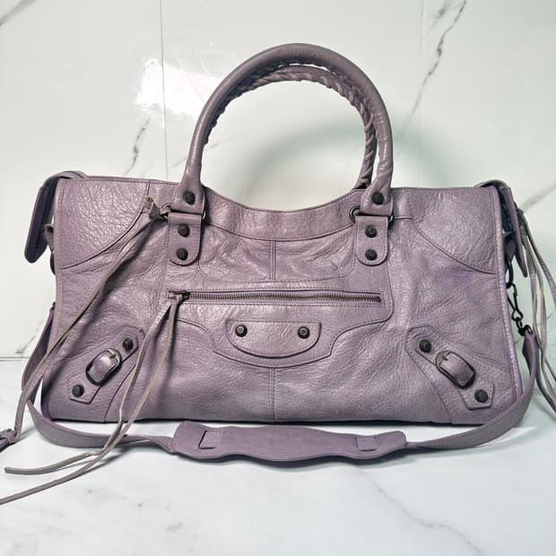 [A 정품] 발렌시아가 시티 모터백 파트타임 연보라