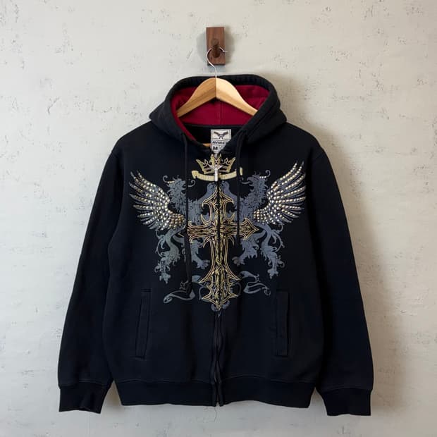 아비렉스 빈티지 크로스헤드 후드집업 블랙