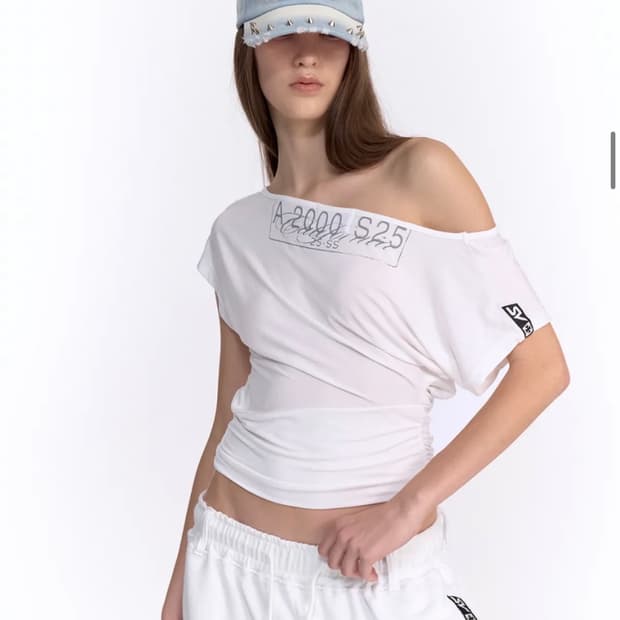 2000아카이브스 CAR PLATE DRAPED TOP (WHITE)
