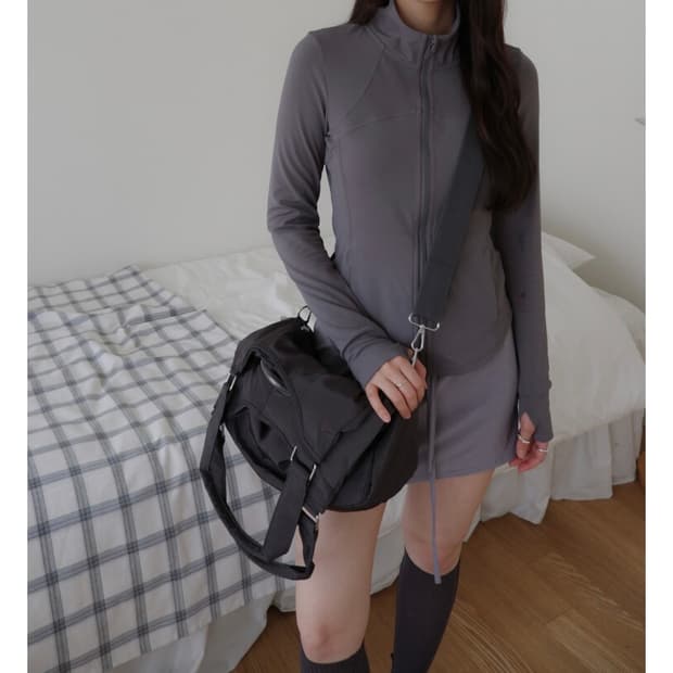 [b3shop] Cool yoga zip-up-차콜