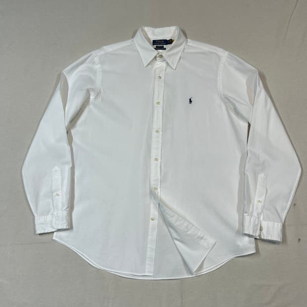 XL) 폴로 랄프로렌 클래식핏 화이트 시어서커 린넨 셔츠