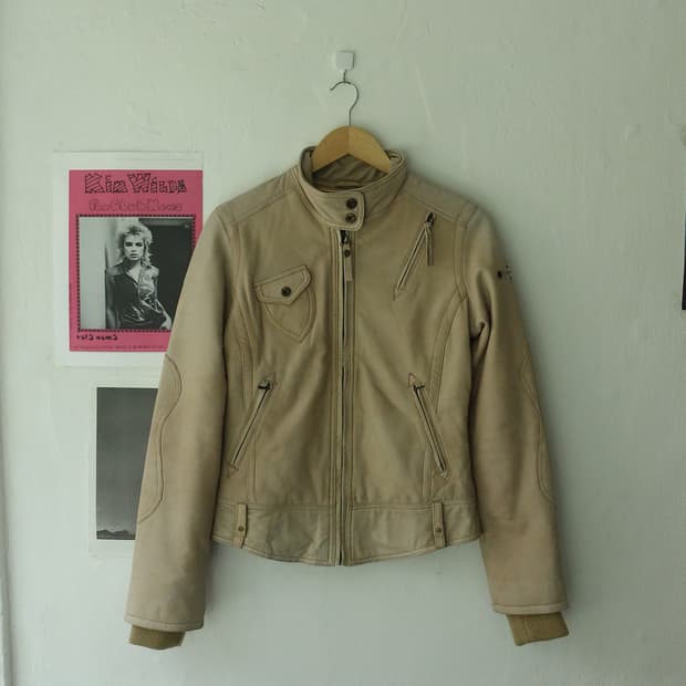 디젤 베이지 유틸리티 레더 자켓