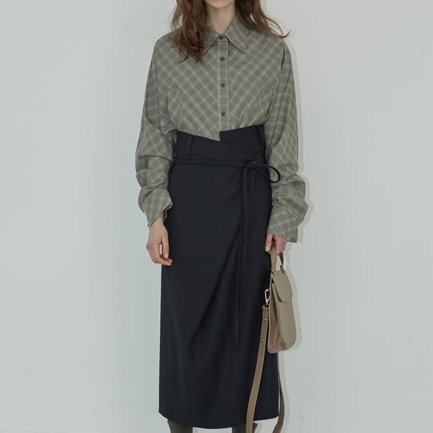 로우클래식 19FW  string skirt 스트링스커트 네이비