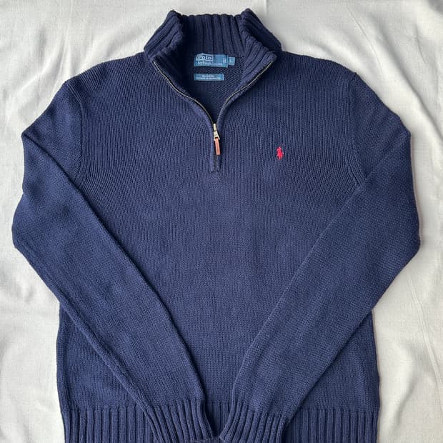 폴로 반집업 니트 네이비 L