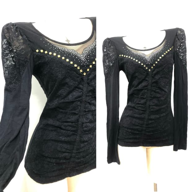 EGOIST cubic shirring lace long sleeve