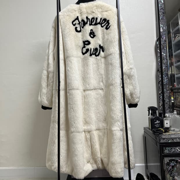 정품 34) 이브 살로몬 ARMY 토끼털 리버시블 롱 퍼 자켓