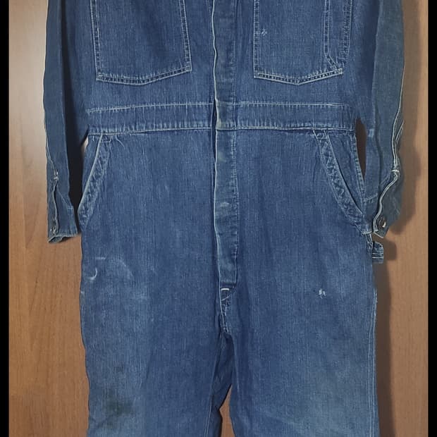 40s ww2 미군 13스타 버튼 데님 올인원