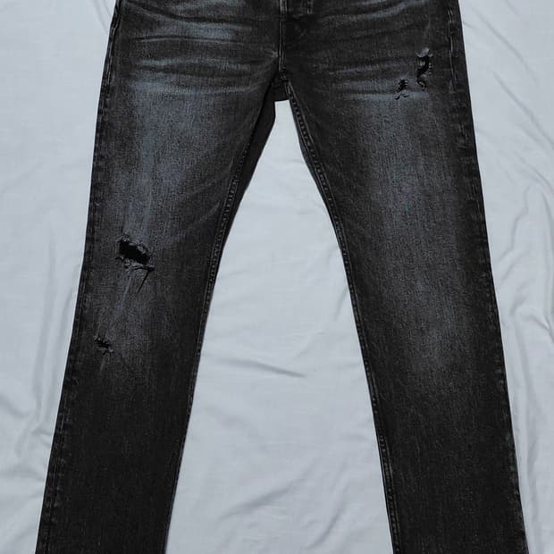 [W32] AllSaints Rex Slim Distressed 블랙진