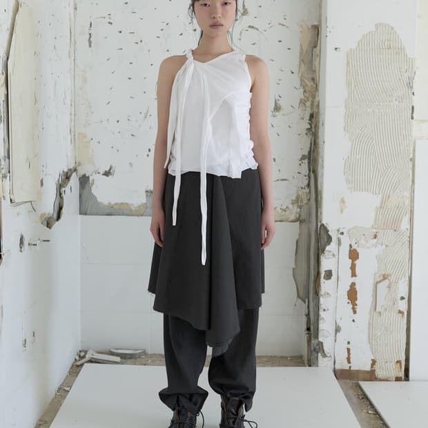 REPOS LAYERD WRAP SLEEVELESS T-SHIRTS
