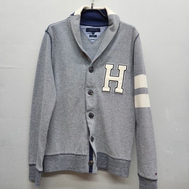 타미힐피거 바시티 로고 숄카라 코튼 가디건 M(M~L)남여공용
