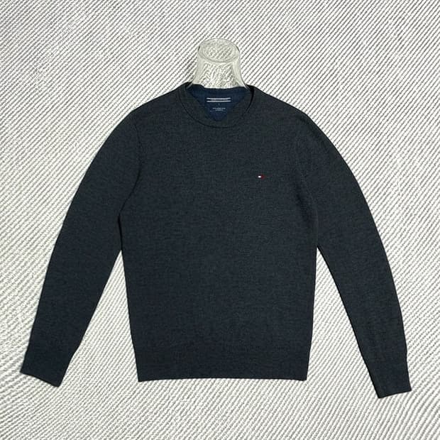 [M] Tommy 타미힐피거 다크그레이 램스울 라운드 니트
